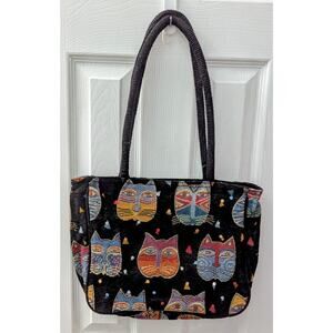 Laurel Burch Cat Large Tote Purse Black Tapestry